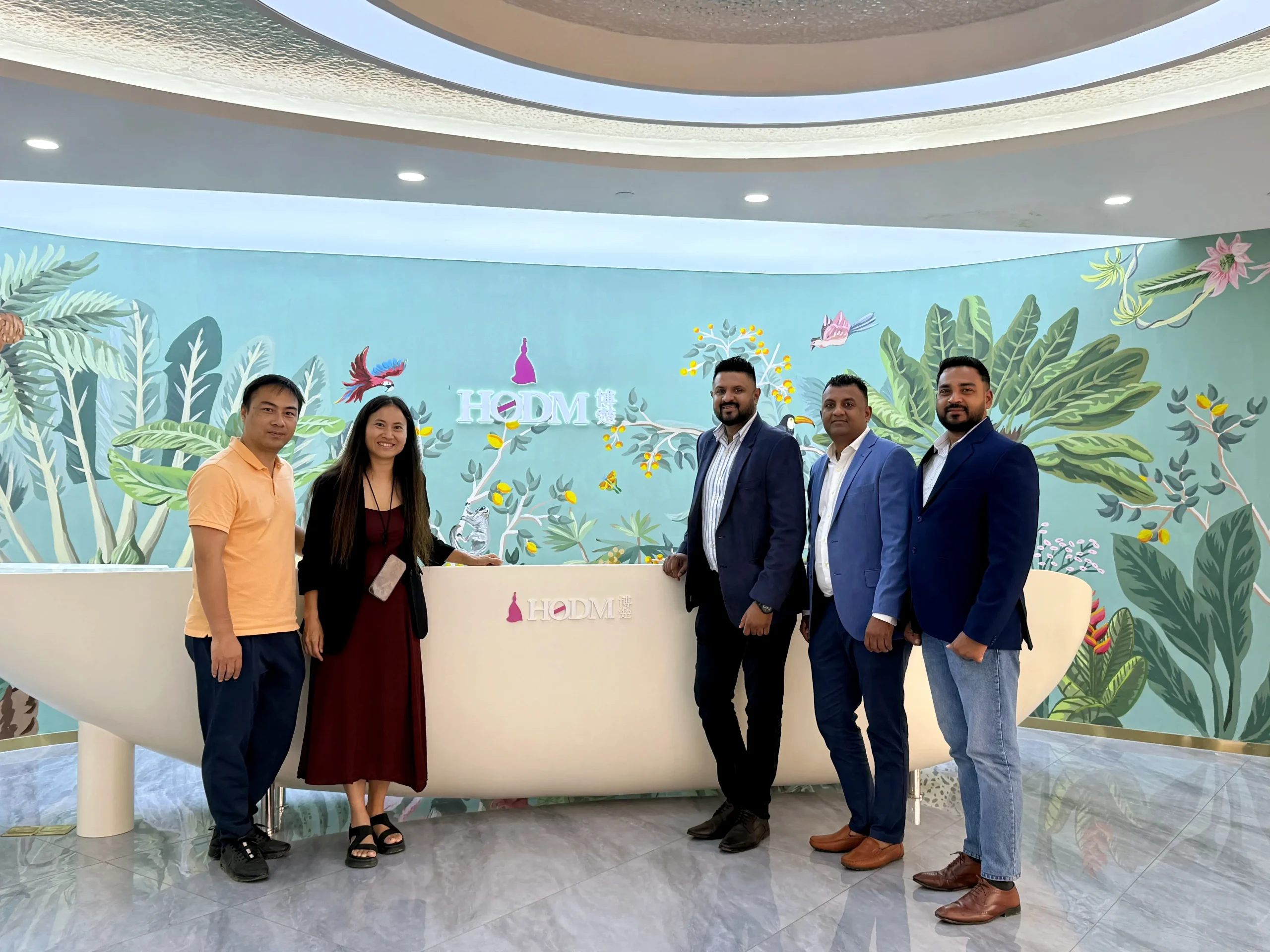 Clients visiting our hair care factory