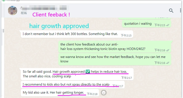 anti-loss hair spray feedback