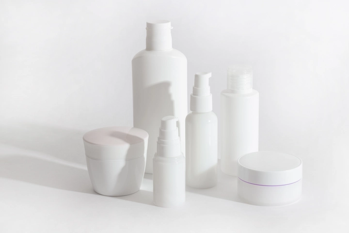 white private label hair product bottles